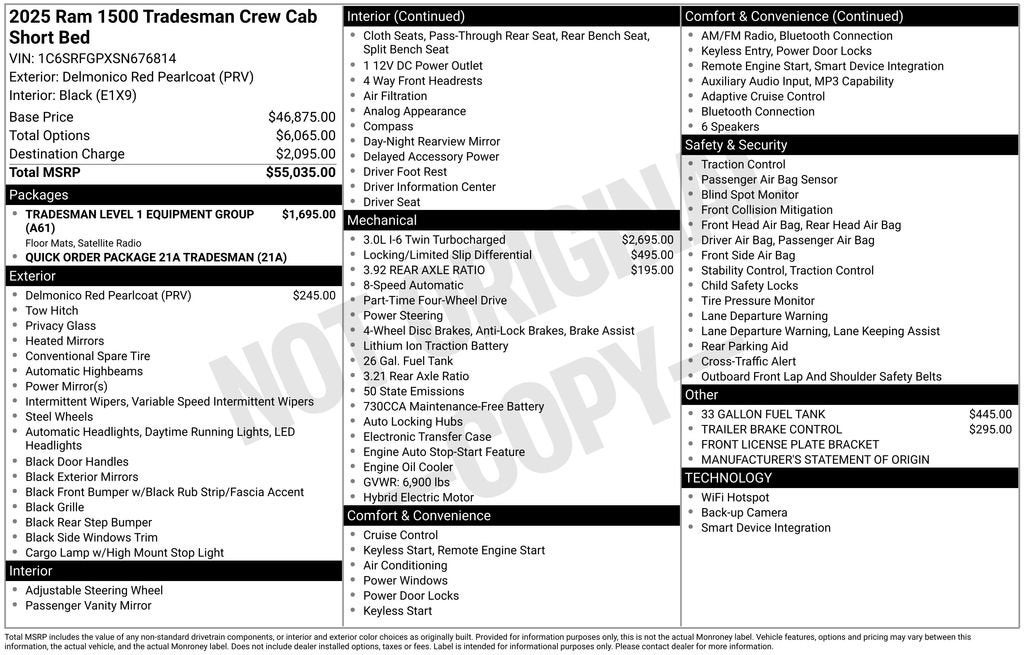 2025 RAM 1500 Tradesman Crew Cab 4x4 5'7" Box