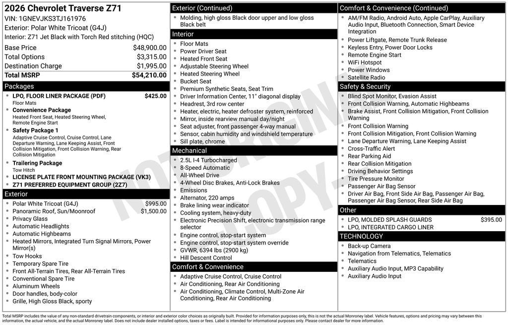 2026 Chevrolet Traverse Z71