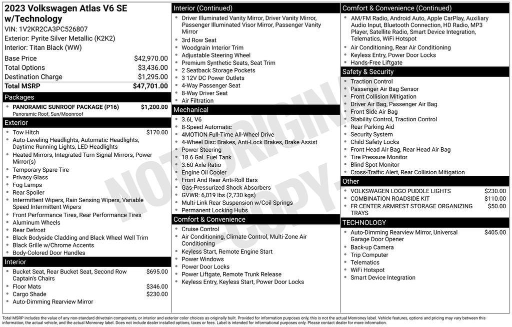 2023 Volkswagen Atlas 3.6L V6 SE w/Technology