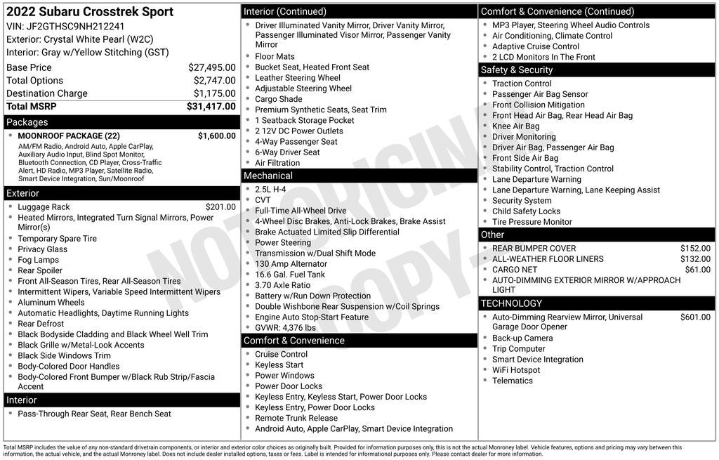 2022 Subaru Crosstrek Sport