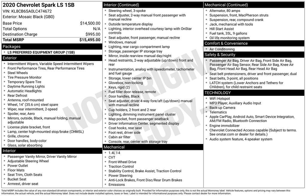 2020 Chevrolet Spark LS
