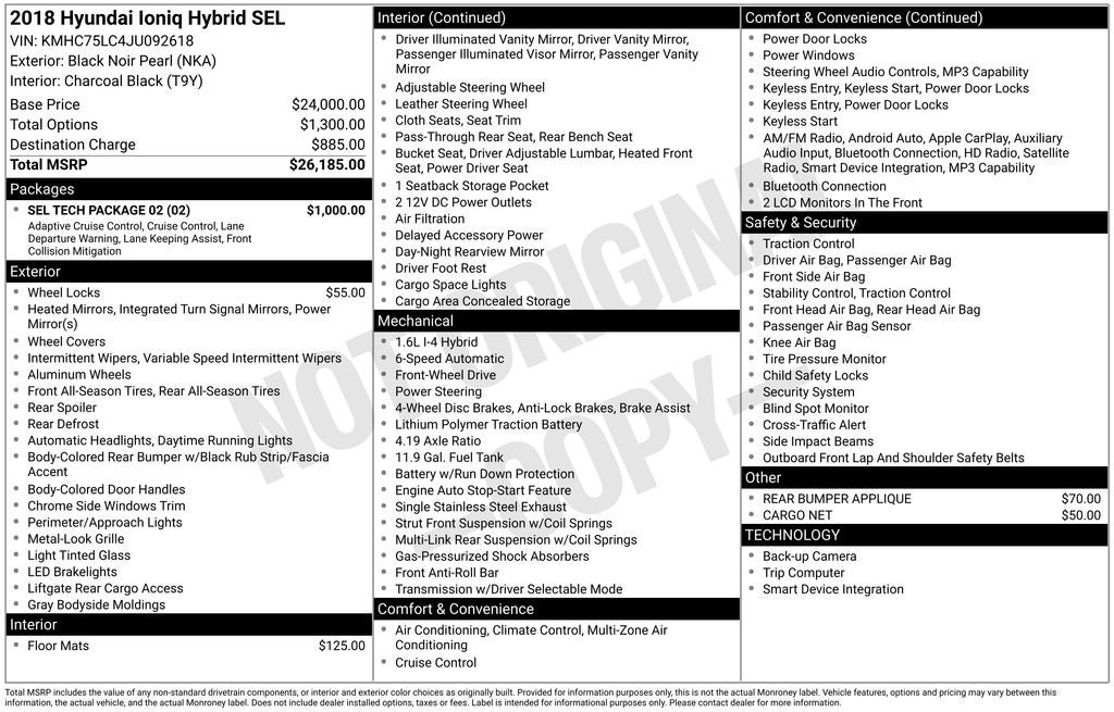 2018 Hyundai Ioniq Hybrid SEL