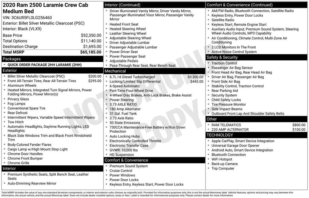 2020 RAM 2500 Laramie