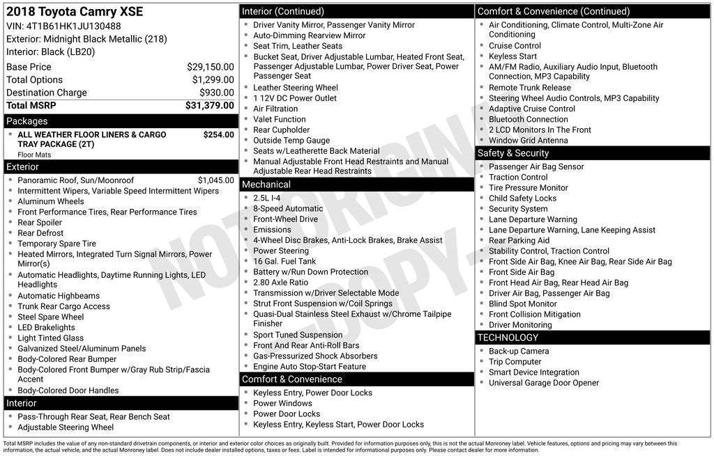 2018 Toyota Camry XSE
