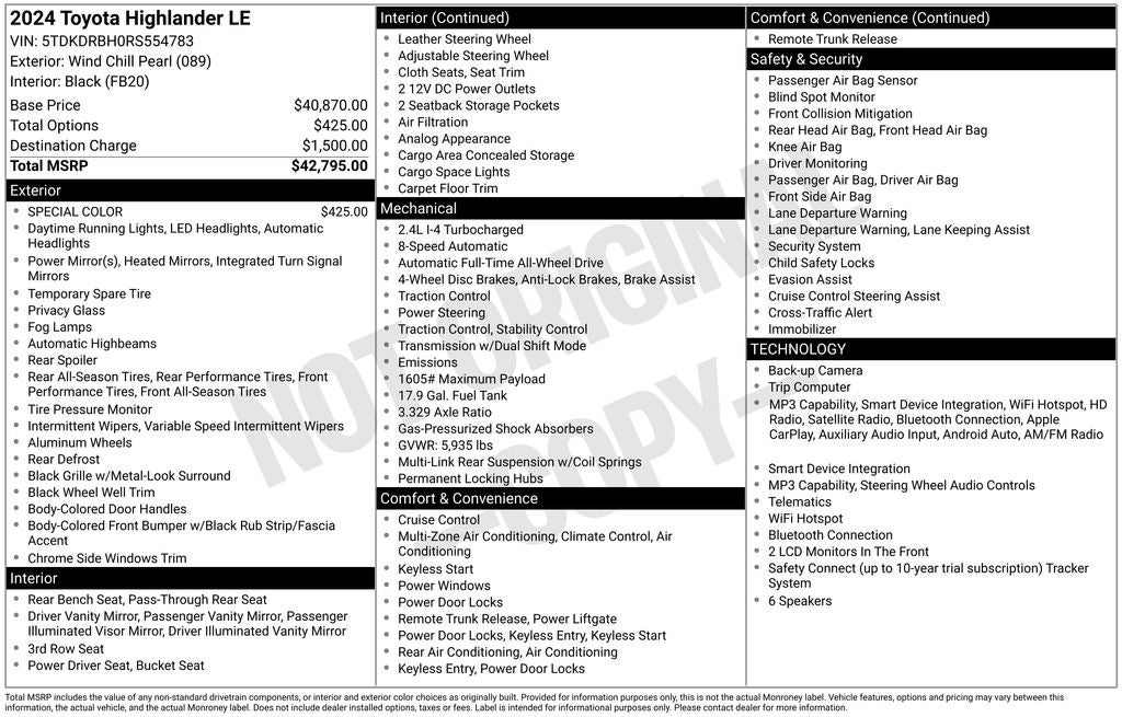2024 Toyota Highlander LE