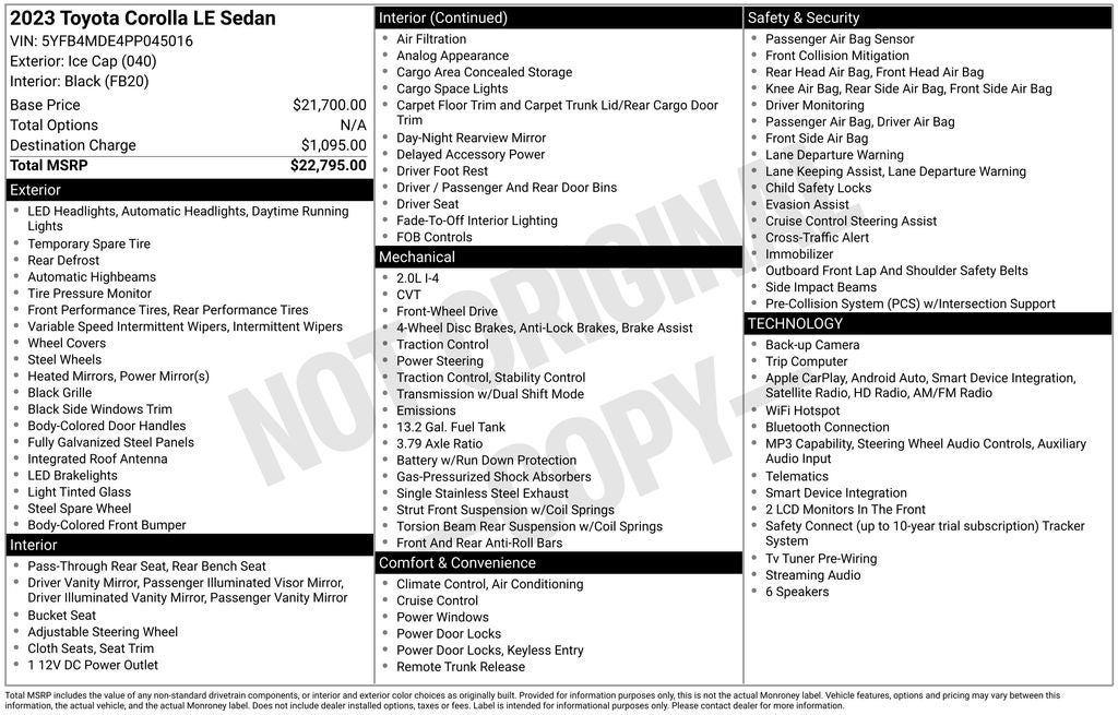 2023 Toyota Corolla LE