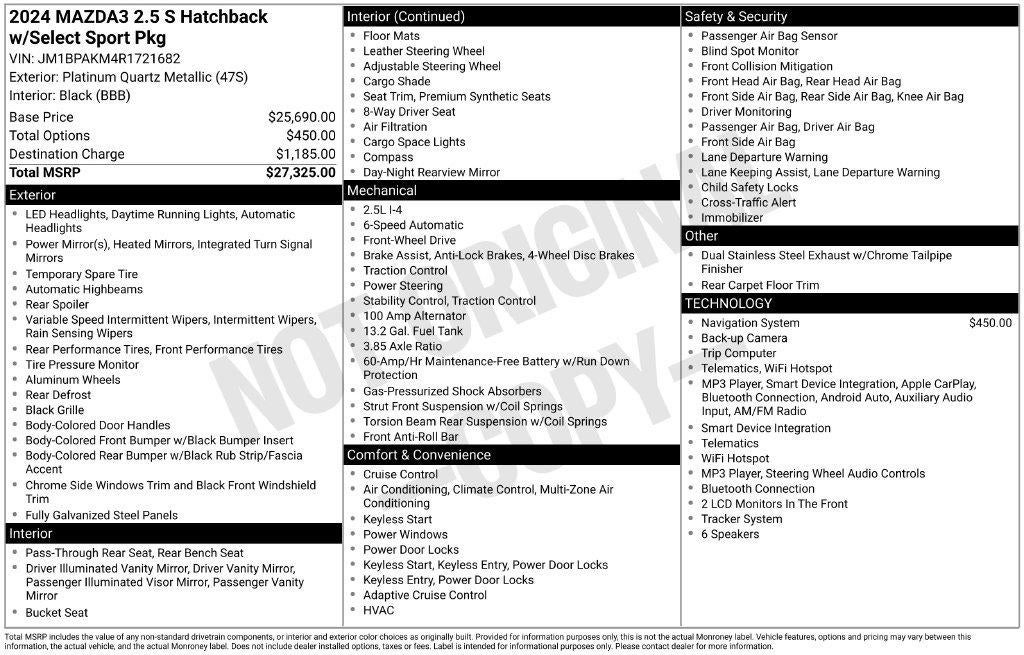 2024 Mazda Mazda3 Hatchback 2.5 S Select Sport