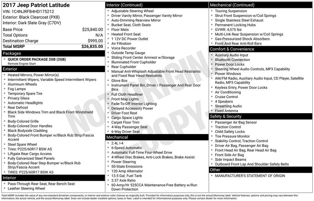 2017 Jeep Patriot Latitude 4x4