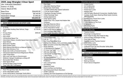 2025 Jeep Wrangler WRANGLER 4-DOOR SPORT