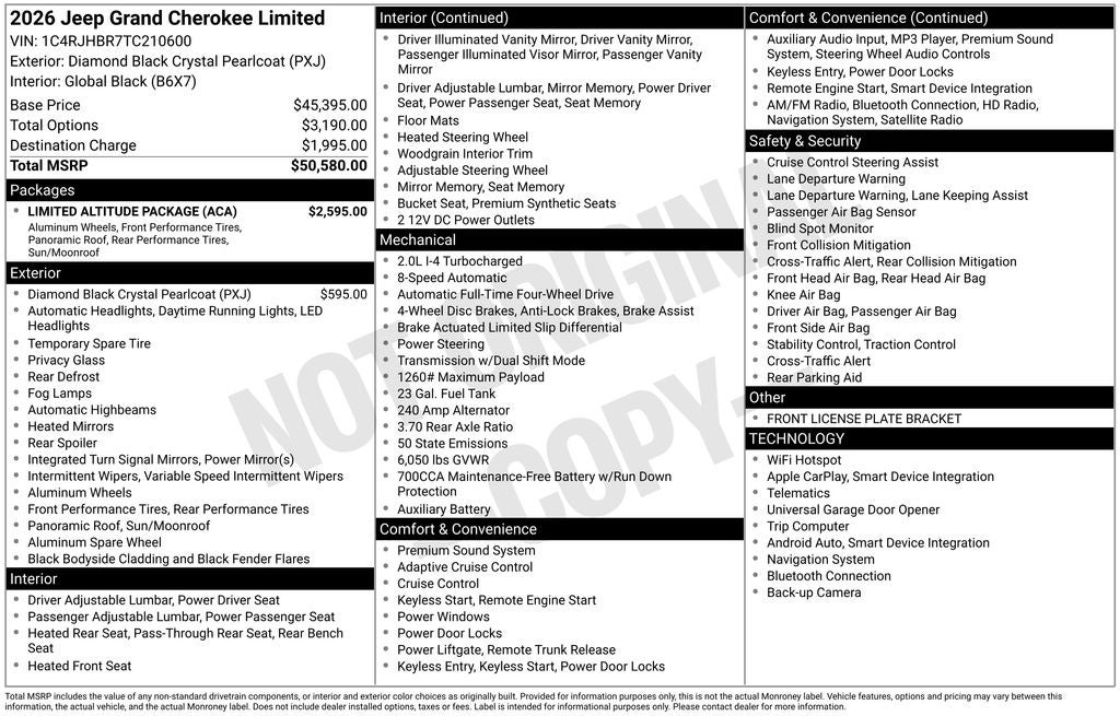 2026 Jeep Grand Cherokee GRAND CHEROKEE LIMITED 4X4