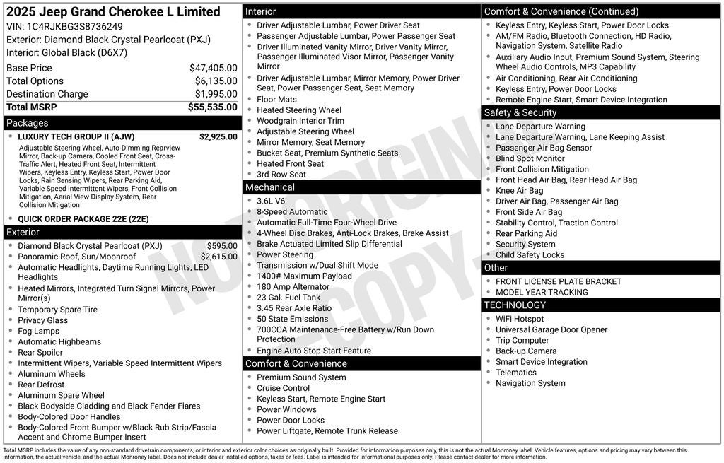 2025 Jeep Grand Cherokee GRAND CHEROKEE L LIMITED 4X4