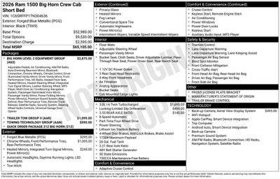 2026 RAM Ram 1500 RAM 1500 BIG HORN CREW CAB 4X4 5'7' BOX