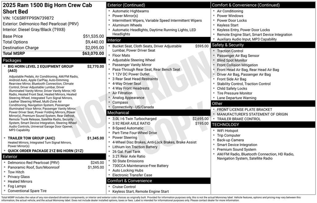 2025 RAM 1500 Big Horn Crew Cab 4x4 5'7' Box