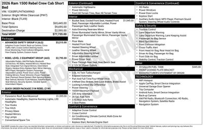 2026 RAM Ram 1500 RAM 1500 REBEL CREW CAB 4X4 5'7' BOX