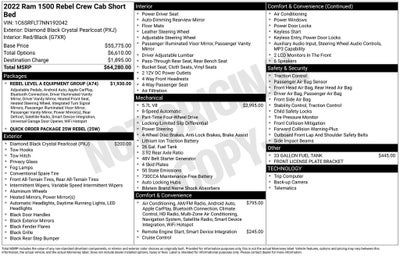 2022 RAM 1500 Rebel Crew Cab 4x4 5'7' Box