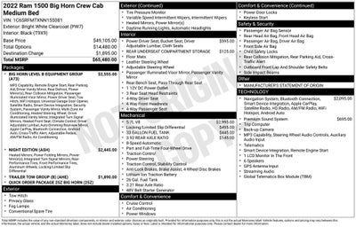 2022 RAM 1500 Big Horn Crew Cab 4x4 6'4' Box