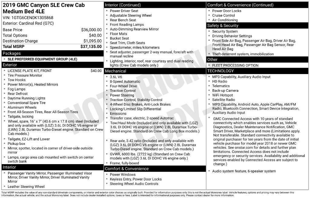 2019 GMC Canyon SLE