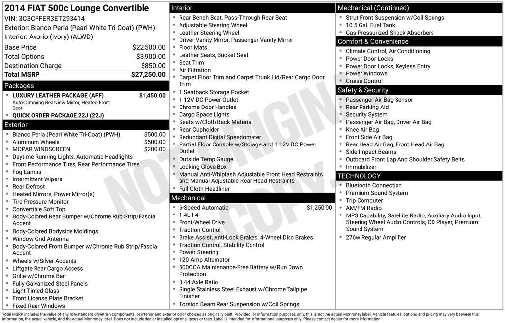 2014 FIAT 500c Lounge
