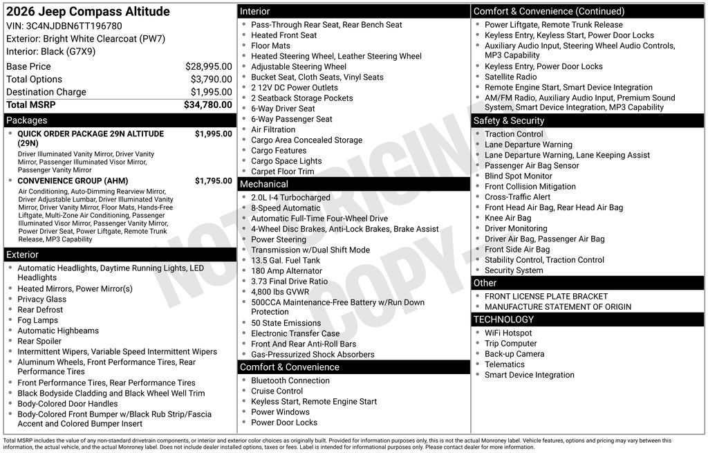 2026 Jeep Compass COMPASS LATITUDE ALTITUDE 4X4