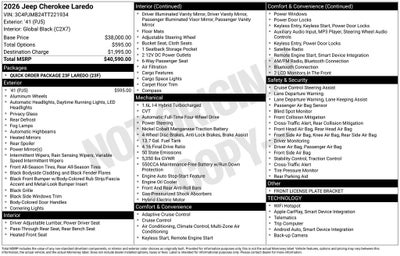 2026 Jeep Cherokee CHEROKEE LAREDO 4X4