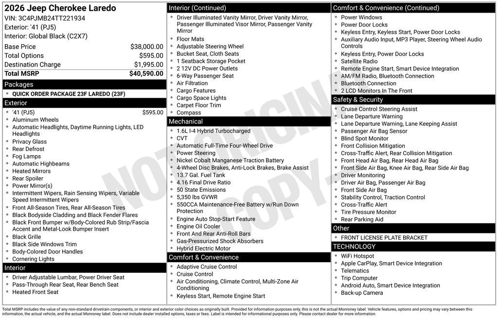 2026 Jeep Cherokee CHEROKEE LAREDO 4X4