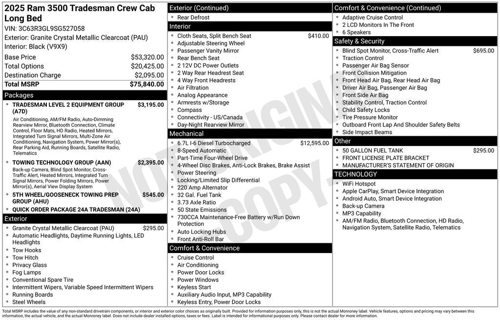 2025 RAM Ram 3500 RAM 3500 TRADESMAN CREW CAB 4X4 8' BOX