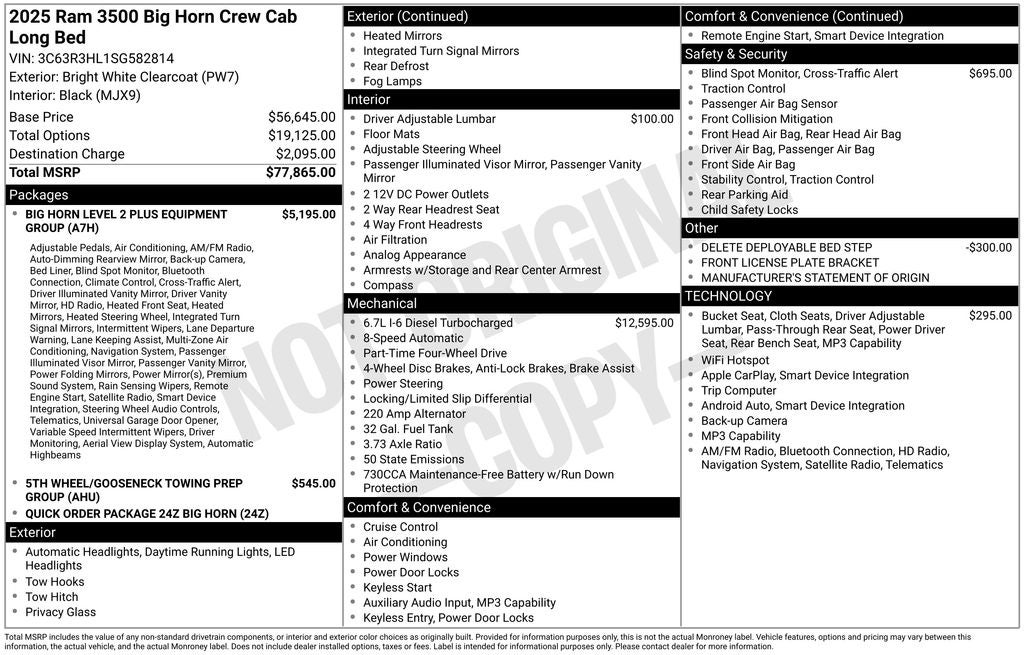 2025 RAM Ram 3500 RAM 3500 BIG HORN CREW CAB 4X4 8' BOX