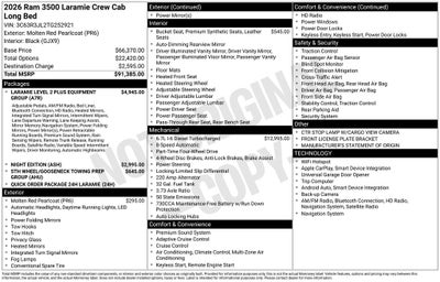 2026 RAM Ram 3500 RAM 3500 LARAMIE CREW CAB 4X4 8' BOX