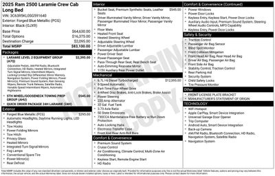 2025 RAM Ram 2500 RAM 2500 LARAMIE CREW CAB 4X4 8' BOX