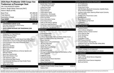 2026 RAM Ram ProMaster RAM PROMASTER 2500 TRADESMAN CARGO VAN HIGH ROOF 159' WB