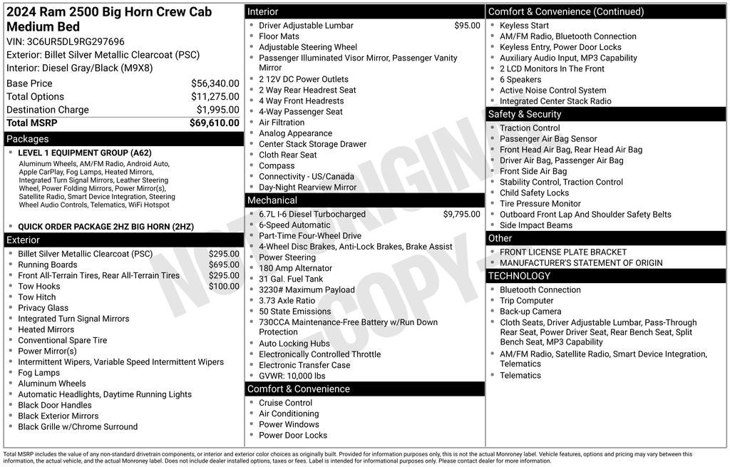 2024 RAM 2500 Big Horn Crew Cab 4x4 6'4' Box