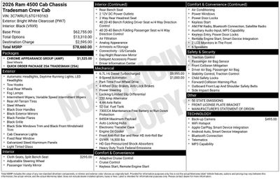 2026 RAM Ram 4500 Chassis Cab RAM 4500 TRADESMAN CHASSIS CREW CAB 4X4 84' CA