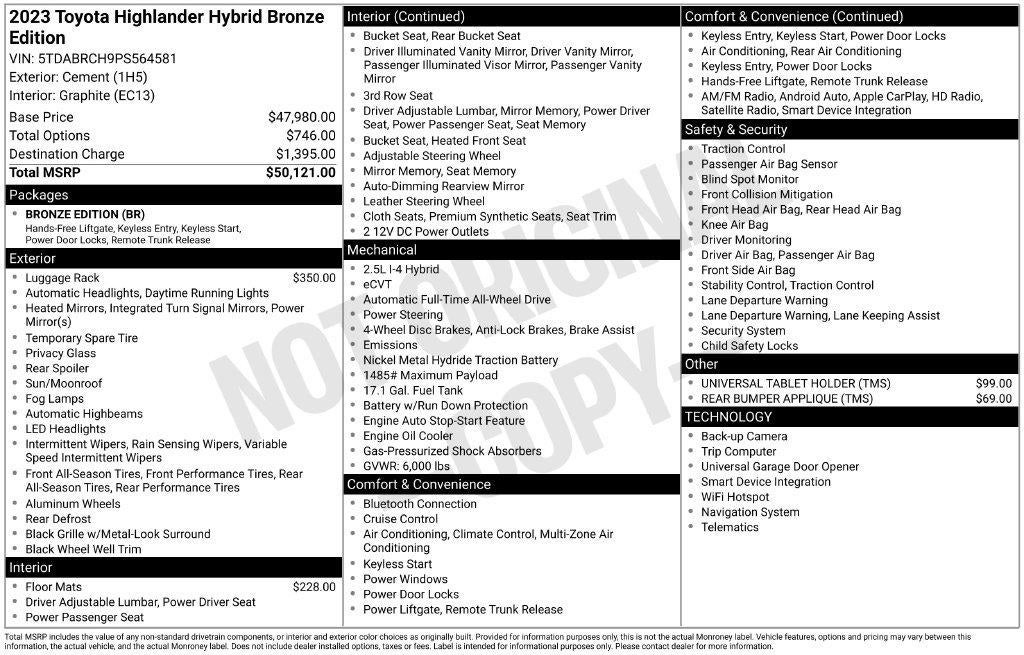 2023 Toyota Highlander Hybrid Hybrid XLE Bronze