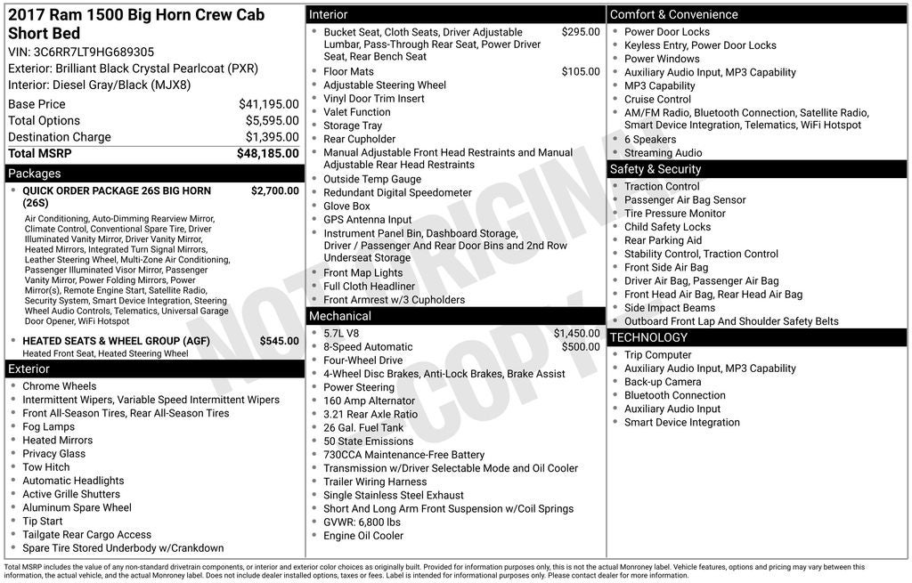 2017 RAM 1500 Big Horn