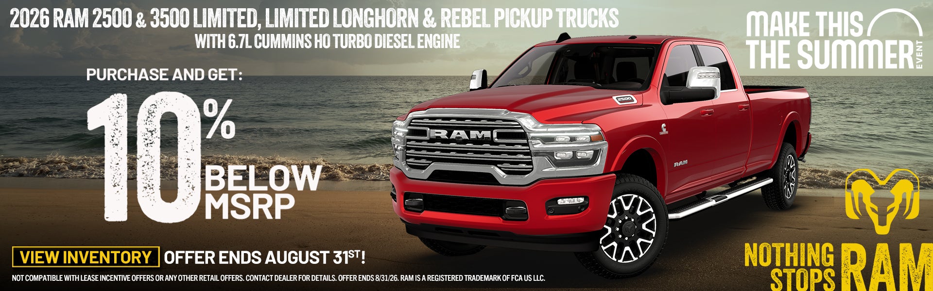 RAM 2500 3500 August Incentives 2026